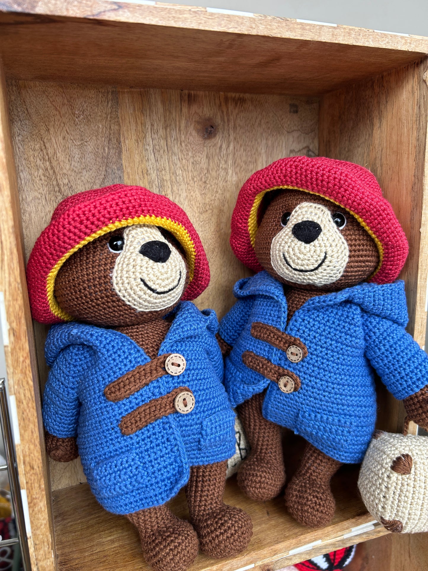 Handmade Crochet Paddington Bear – Iconic Collectible Plush Toy with Duffle Coat and Red Hat