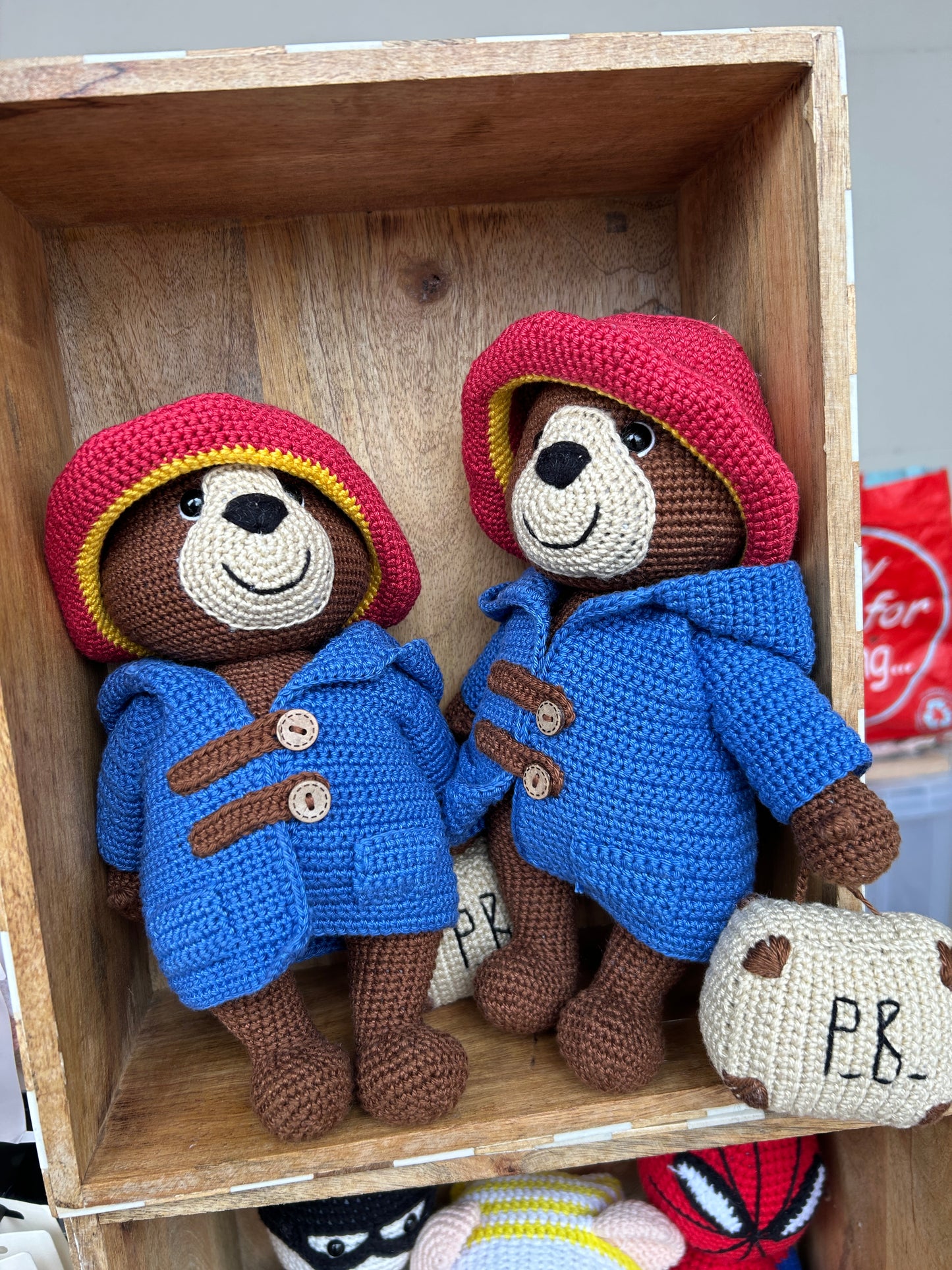Handmade Crochet Paddington Bear – Iconic Collectible Plush Toy with Duffle Coat and Red Hat